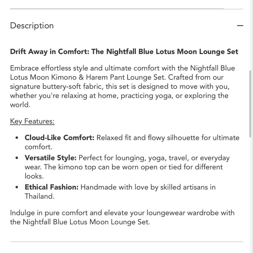 Lotus & Luna Nightfall Blue Lotus Moon Lounge Set - Picture 10 of 10